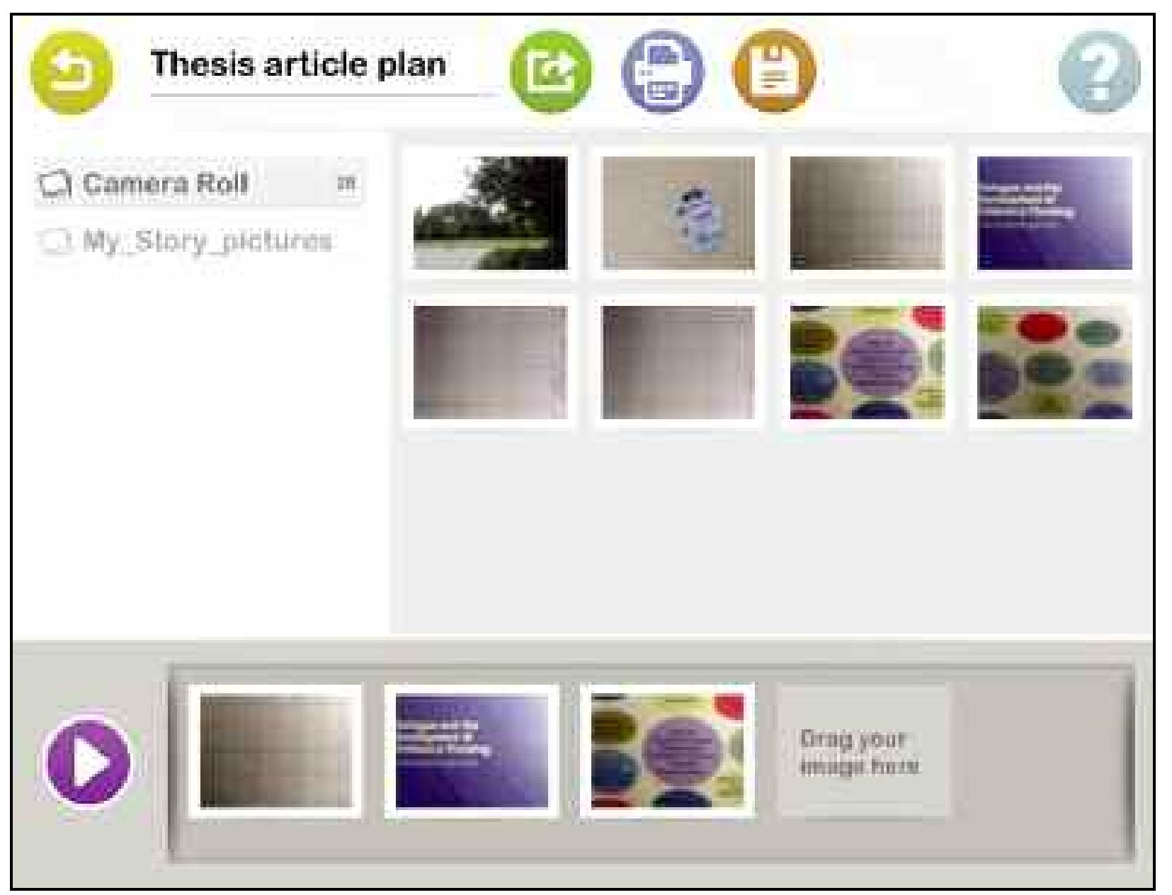 Figure1: User-interface of the Our Story app (iPad app version 1.2). 