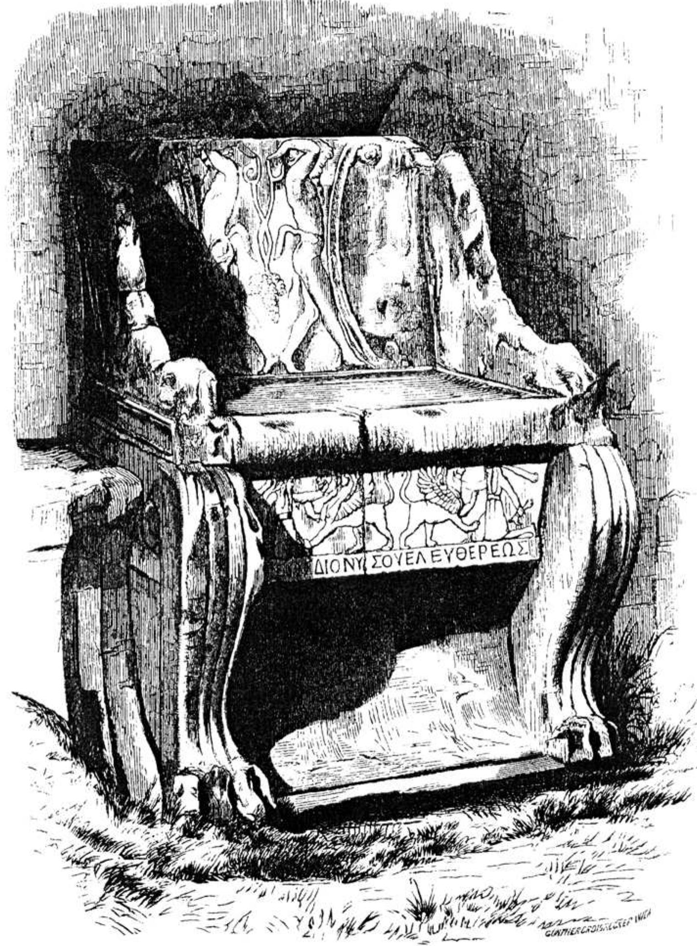 Fig. 1. Early drawing of the Throne, signed »Giinther Groisrucker, Wien« (a main vehicle of early dissemination) 