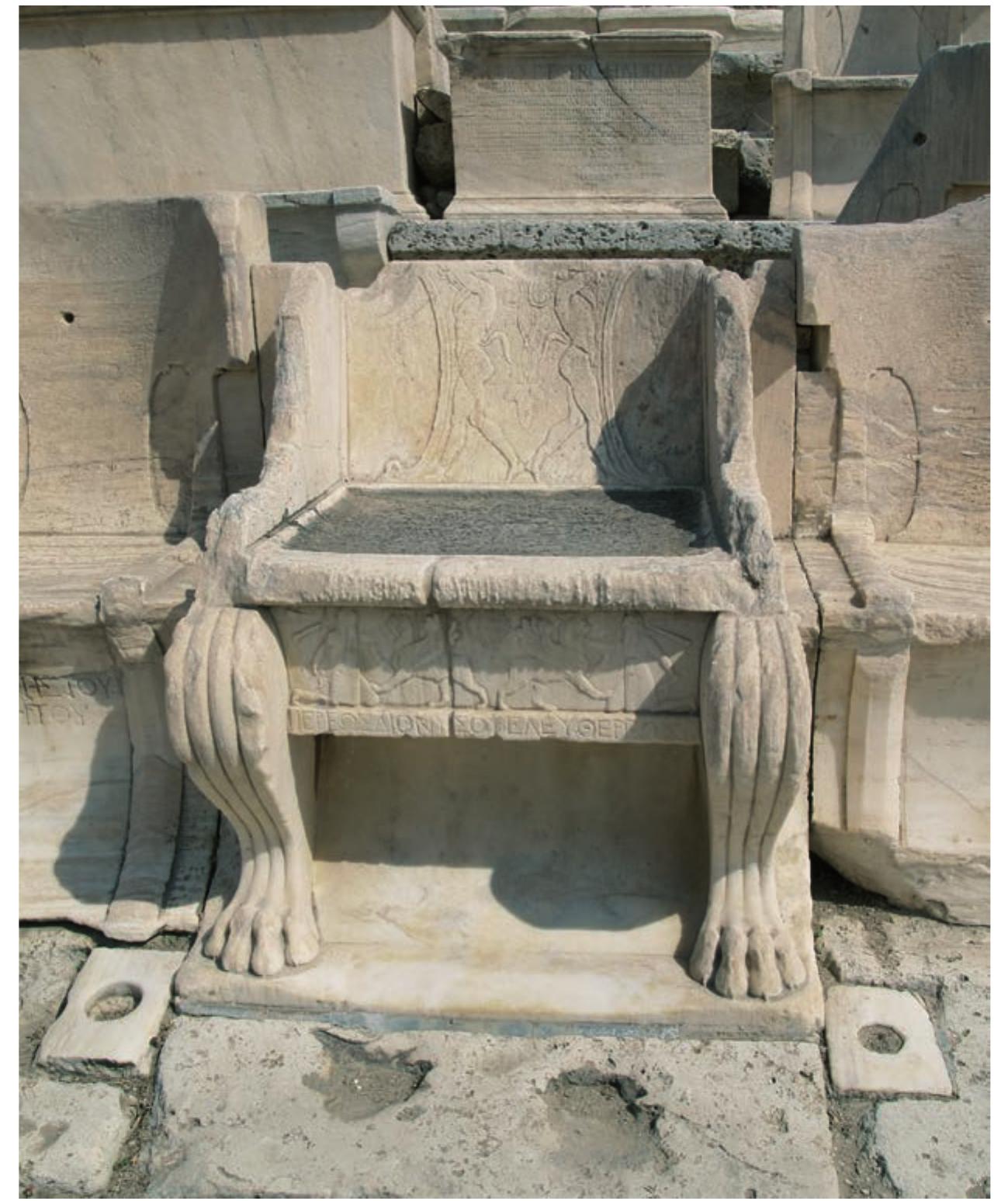 Fig. 5. Throne of the Priest of Dionysos, frontal view 