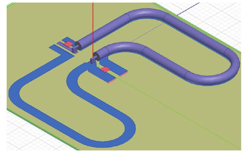 An hess model of a balun with the microstrip- supported