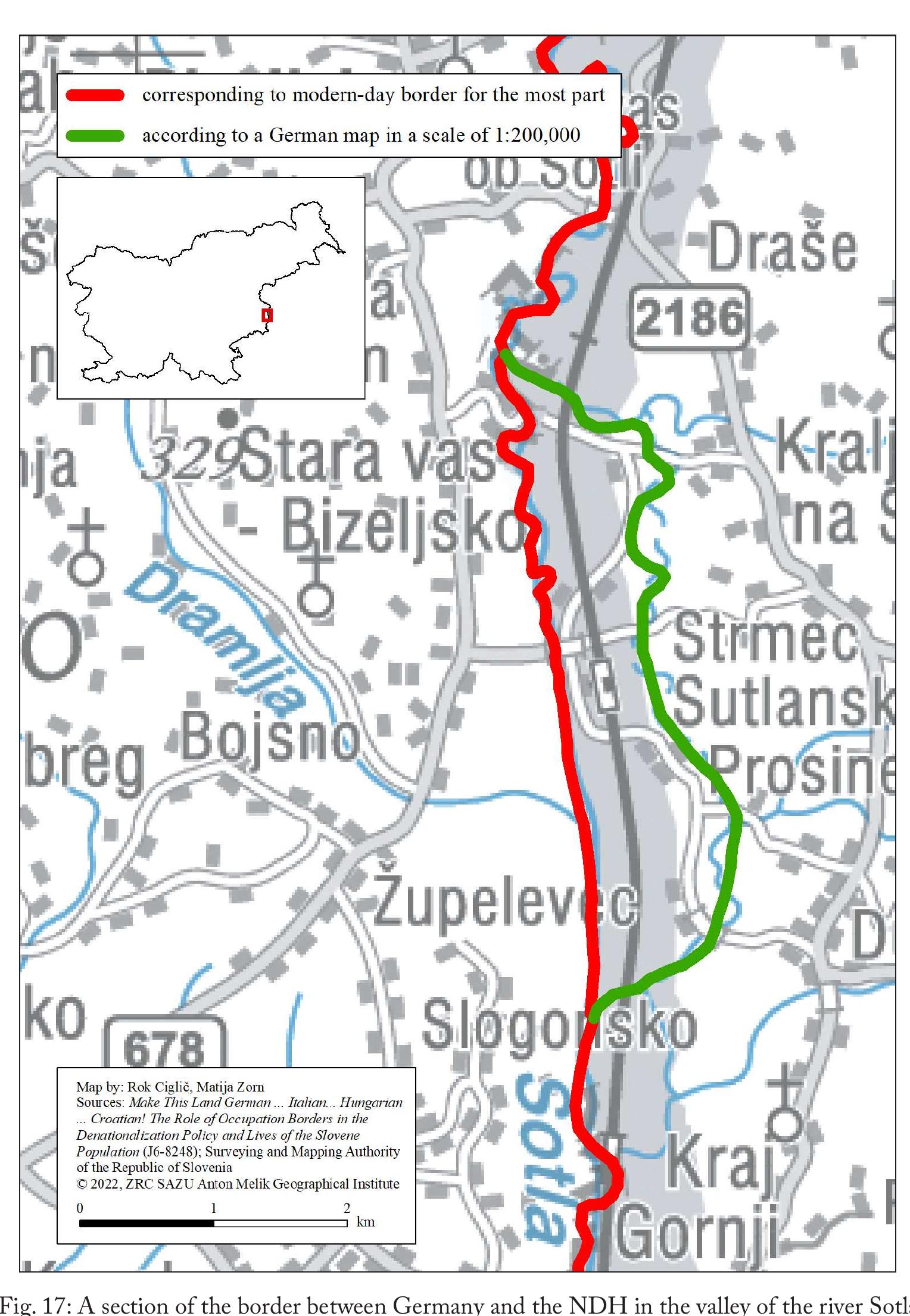 Figure 93 - Occupation borders in Slovenia 1941–1945