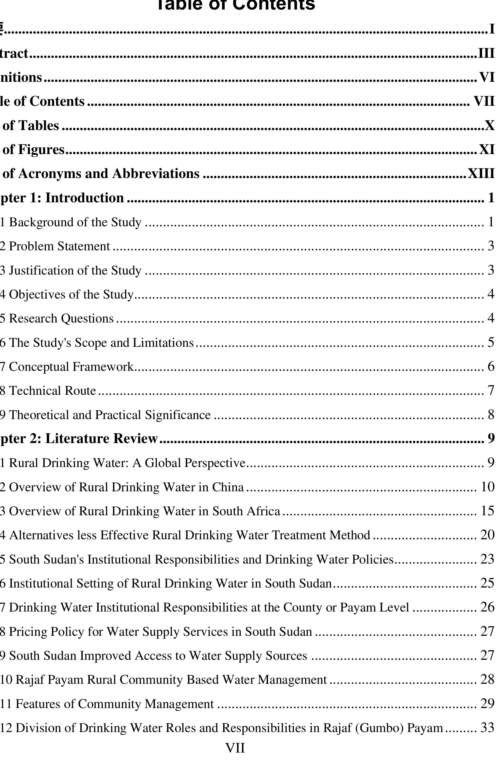 Table 2 - Assessment of Rural Drinking Water Treatment
