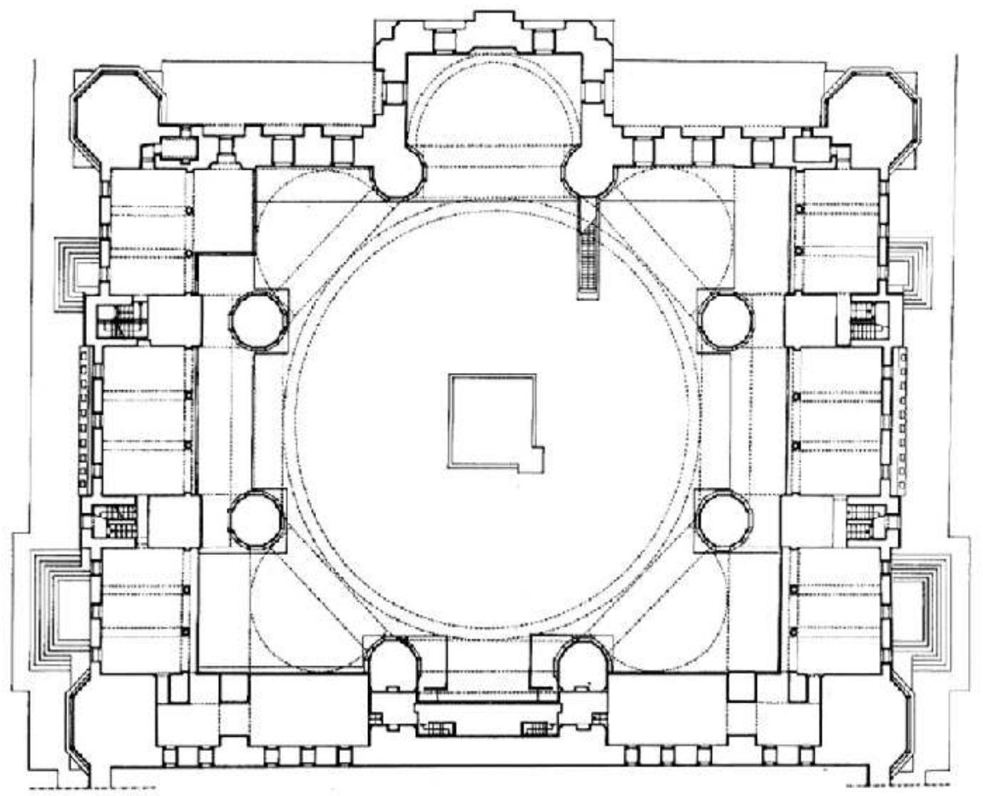 the Sancaklar Mosque, which was recog- nized as the representer of the modern mosques in this study, transfers the term the contemporary to its spatial atmosphere with a completely innovative approach and modern expression (A/khaled, 2019), that is, “non-conventional.” Therefore, we undertook the Sancaklar Mosque within this framework giving reference to the unadorned language of modern style.  The Sancaklar Mosque was constructed  On the other hand, the contemporary mosque, which evokes a war after it gains its independence, is a design tendency that appeared in Islamic society (Alkhaled, 2019). Several factors play roles in determining the architectonic language or architectural composition of the contemporary mosque such as the culture of the city, policies, technology, and even the client (Moustafa, 2013). Within the scope of this context, modern mosques reflect all of those factors in their spatial atmospheres. At that  point, the term contemporary is separated  