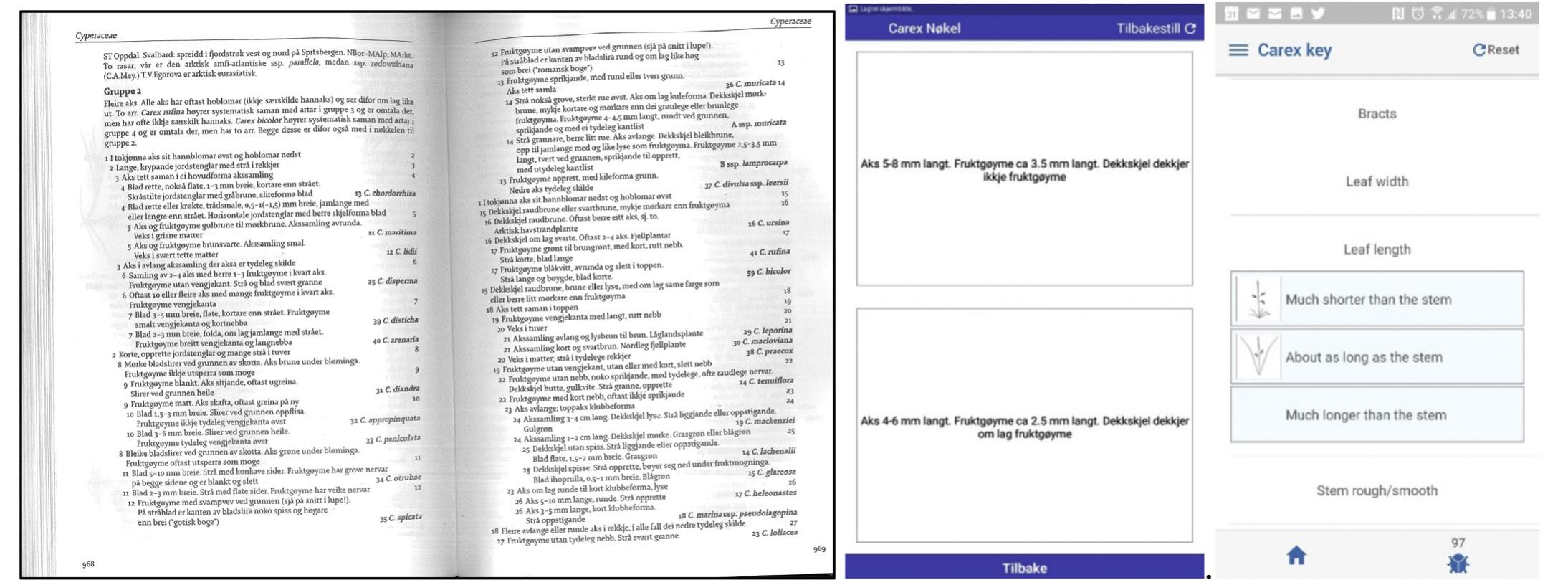 Images of the three species identification tools employed in