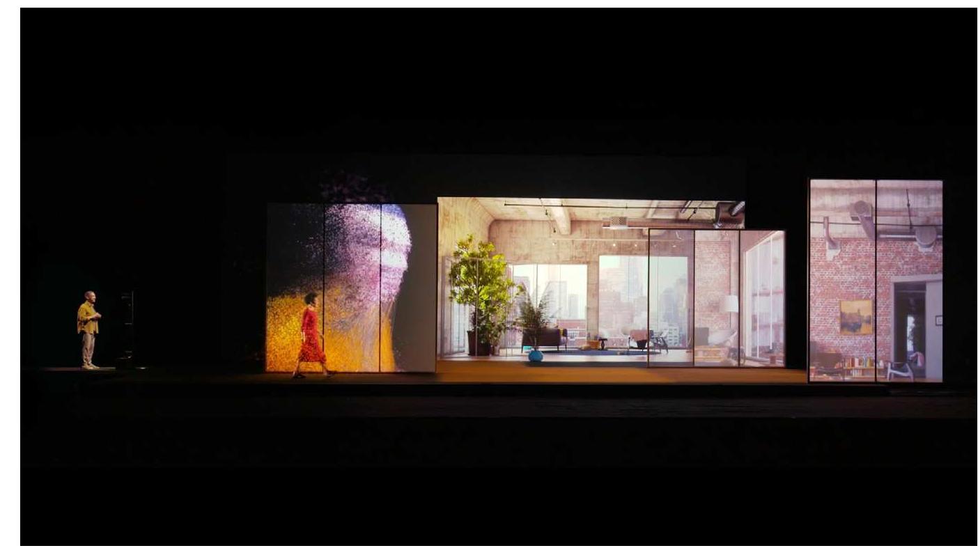 Fig. 1 — Roderick Williams and Julia Bullock as father and daughter. Michel van der Aa, Upload, still frame. 