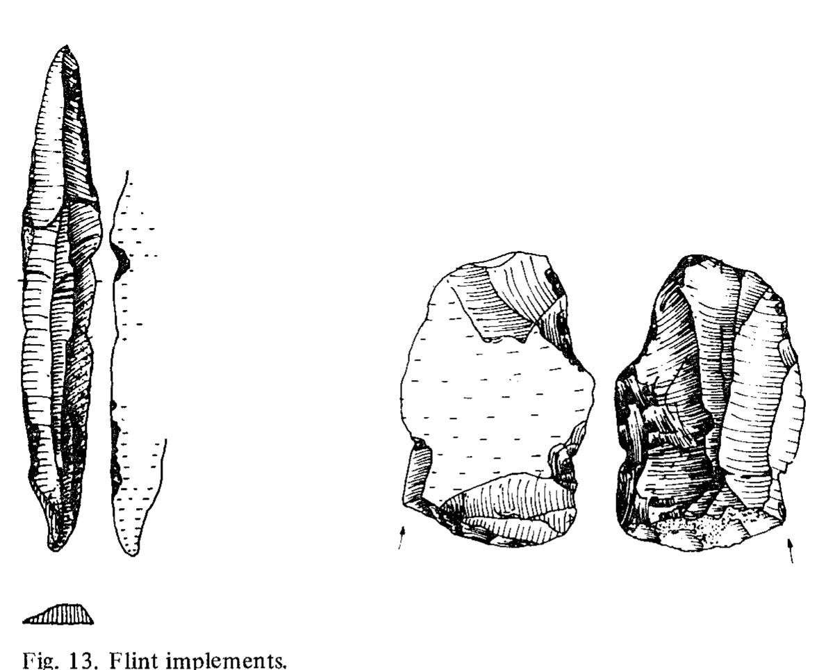 he rest of the bench may mean that it had a special function, perhaps as a base for a acred symbol. Most certainly, the cultic rites were focused around the altar. The symbol or statue of the deity to whom the cult was dedicated was probably placed on he round base at the corner of the altar; it could well have resembled the Chalcolithic yasalt pillar figures found by Claire Epstein in the Golan(1975). Fires were lit in the iltar, but pottery vessels were apparently not placed there nor associated in any way with the fires. The pottery vessels used to present the offerings were eventually thrown nto the refuse pits at the ends of the sanctuary. Most of them were found broken, so we have to consider the possibility that they were deliberately smashed before being thrown into the pits. The ibex may have played some role in the cult of the shrine; the bex horn found in the western part of the sanctuary and the two smaller horns inside the upturned bowl may possibly have been amongst the offerings.  The types of pottery vessels discovered in the shrine (see table on p. 19) may reflect 
