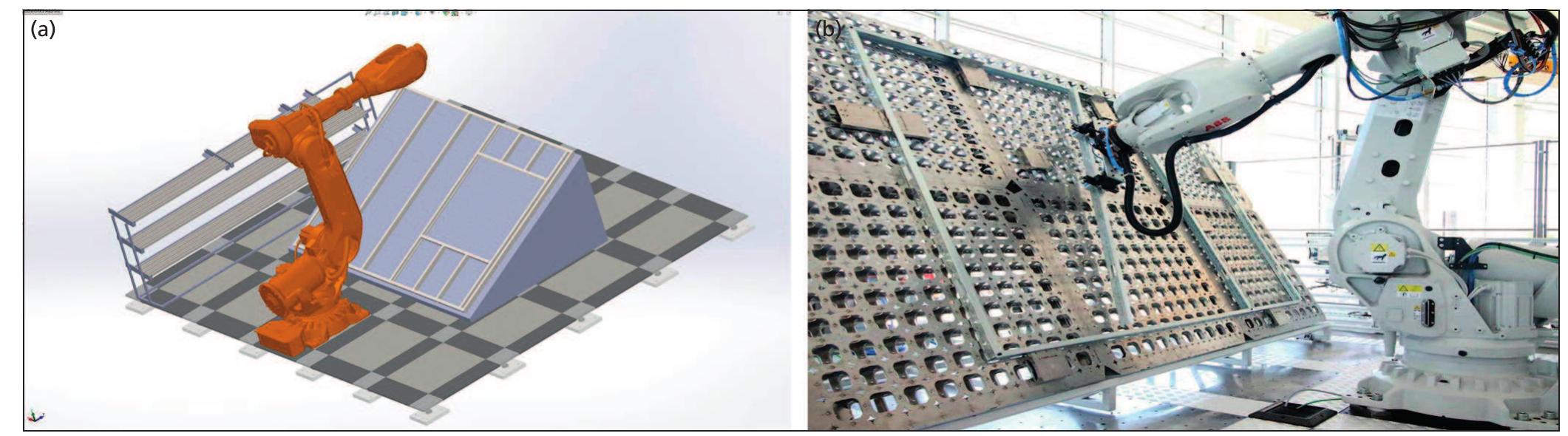 Digital model of a robot cell for assembling light-gauge