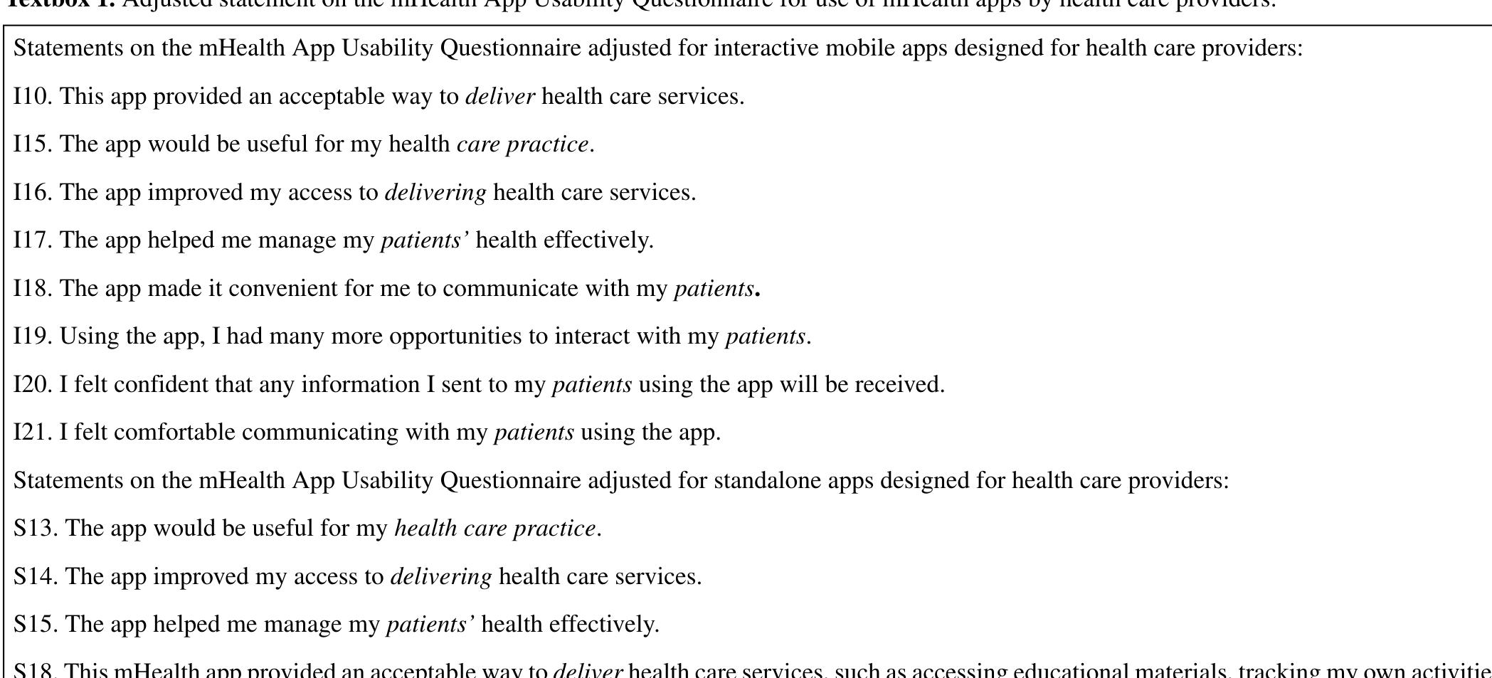 (PDF) The mHealth App Usability Questionnaire (MAUQ): Development and ...