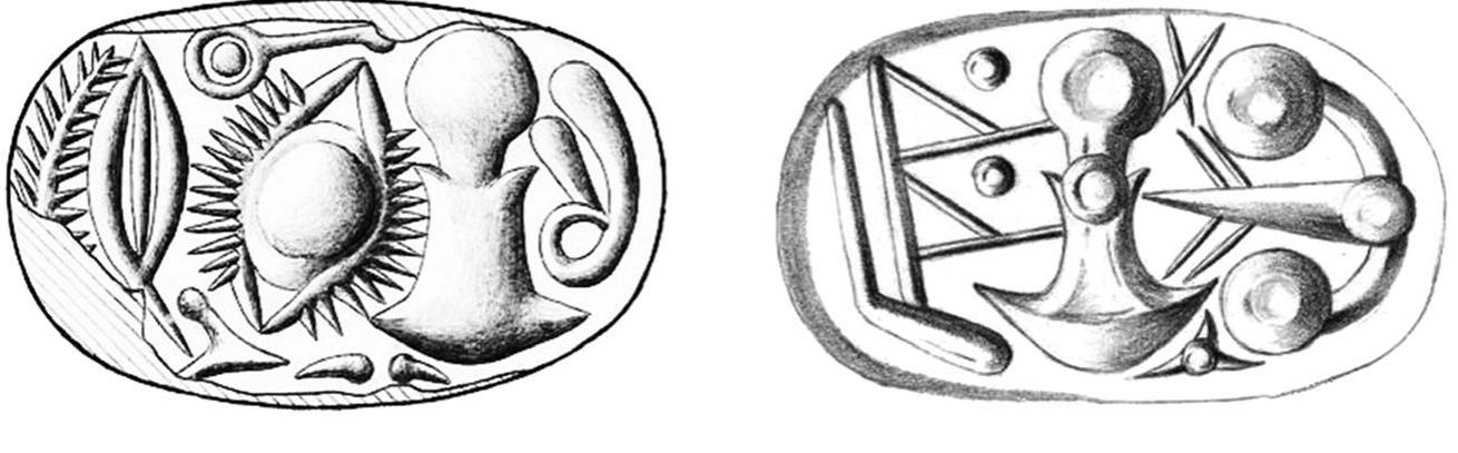 n the left: sign for grain (CH 153) added to 044-005 on #145 (left); on the right: sign for wine (CH 156) added to 004-049 on #274.a. 