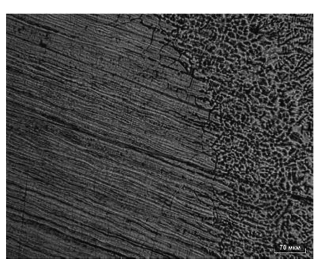 Microstructure of the welded joint specimen of a witness.