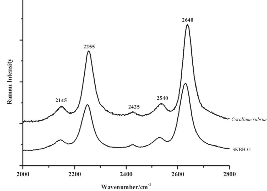 Raman spectra of two coloured natural pearls from pinna