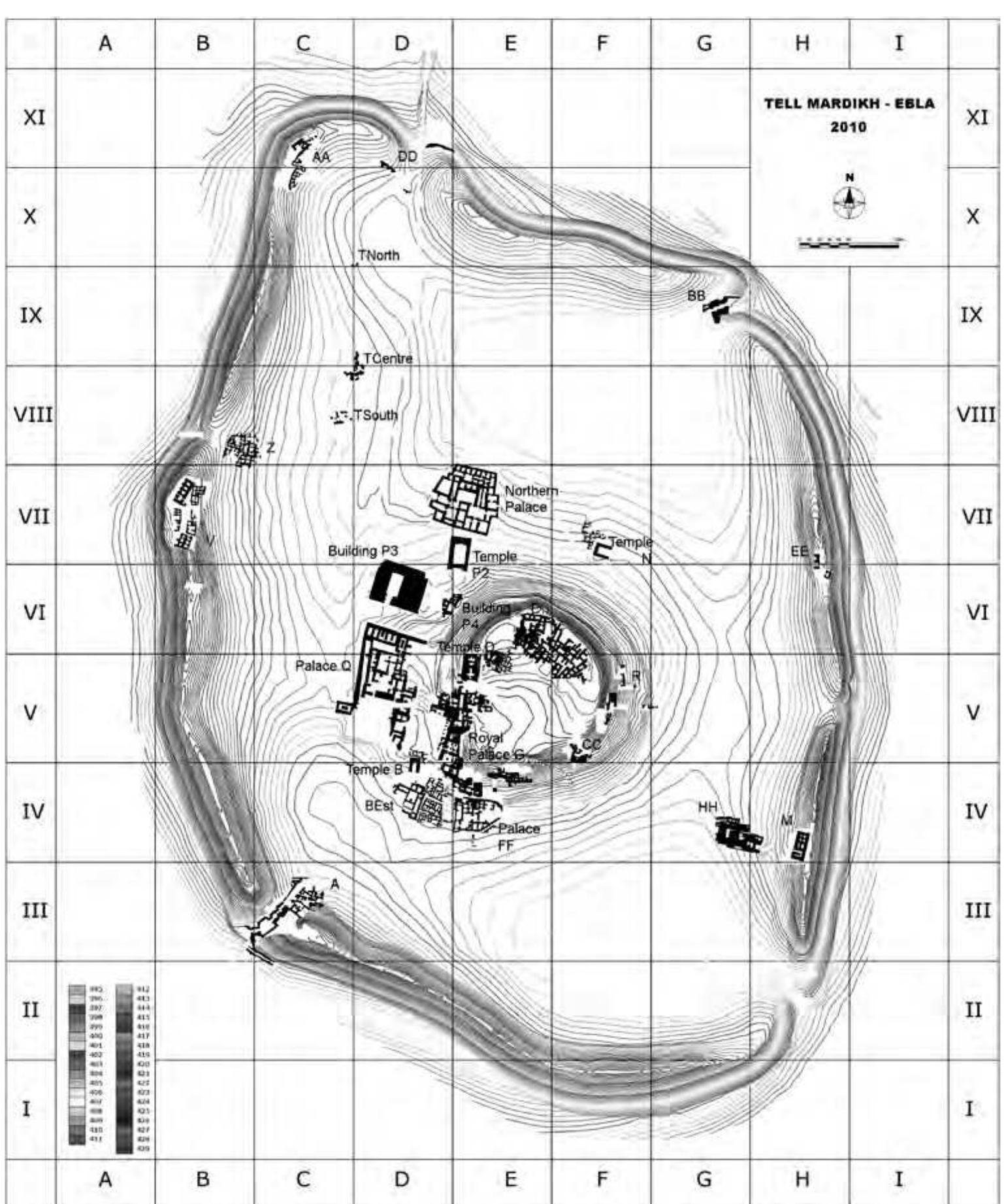 Fig. 1 Tell Mardikh, Ebla, excavation map 2010 (QMAIPE).  project related to the creation and maintenance of the Ebla’s archives. 