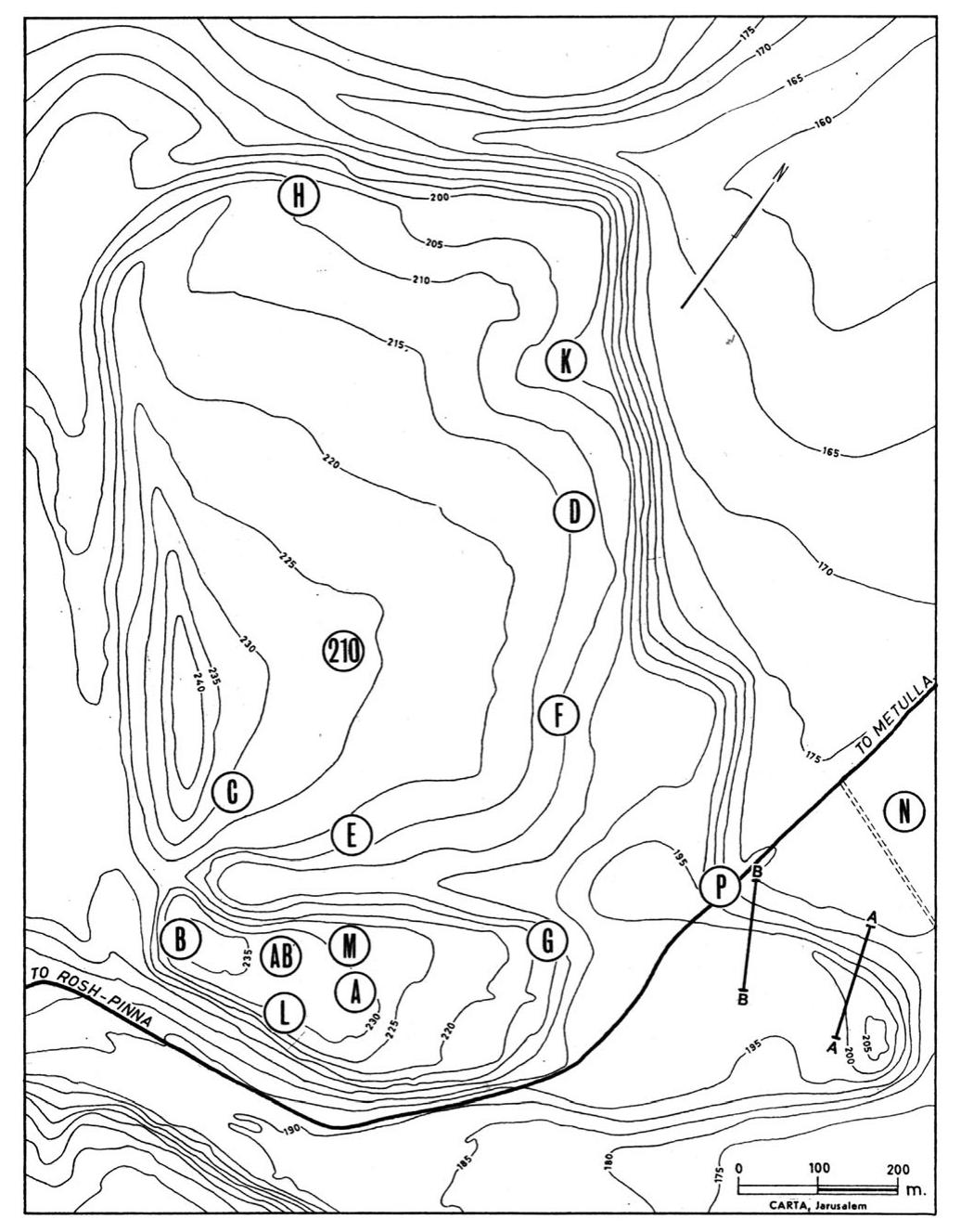 lan of Tel Hazor; note that H is the location of the Orthostats Temple and A is the location of the Ceremonial Precinct (reproduced from Yadin 1972, fig. 3). 