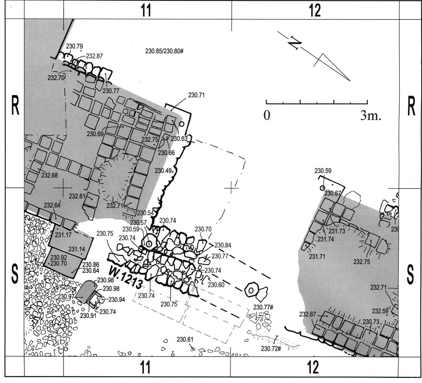 an of the entrance to the central building of the Ceremonial Precinct (Building 7050) in its later stage (Stratum XIII) (reproduced from Ben-Tor et al. 2017, plan 4.33). 
