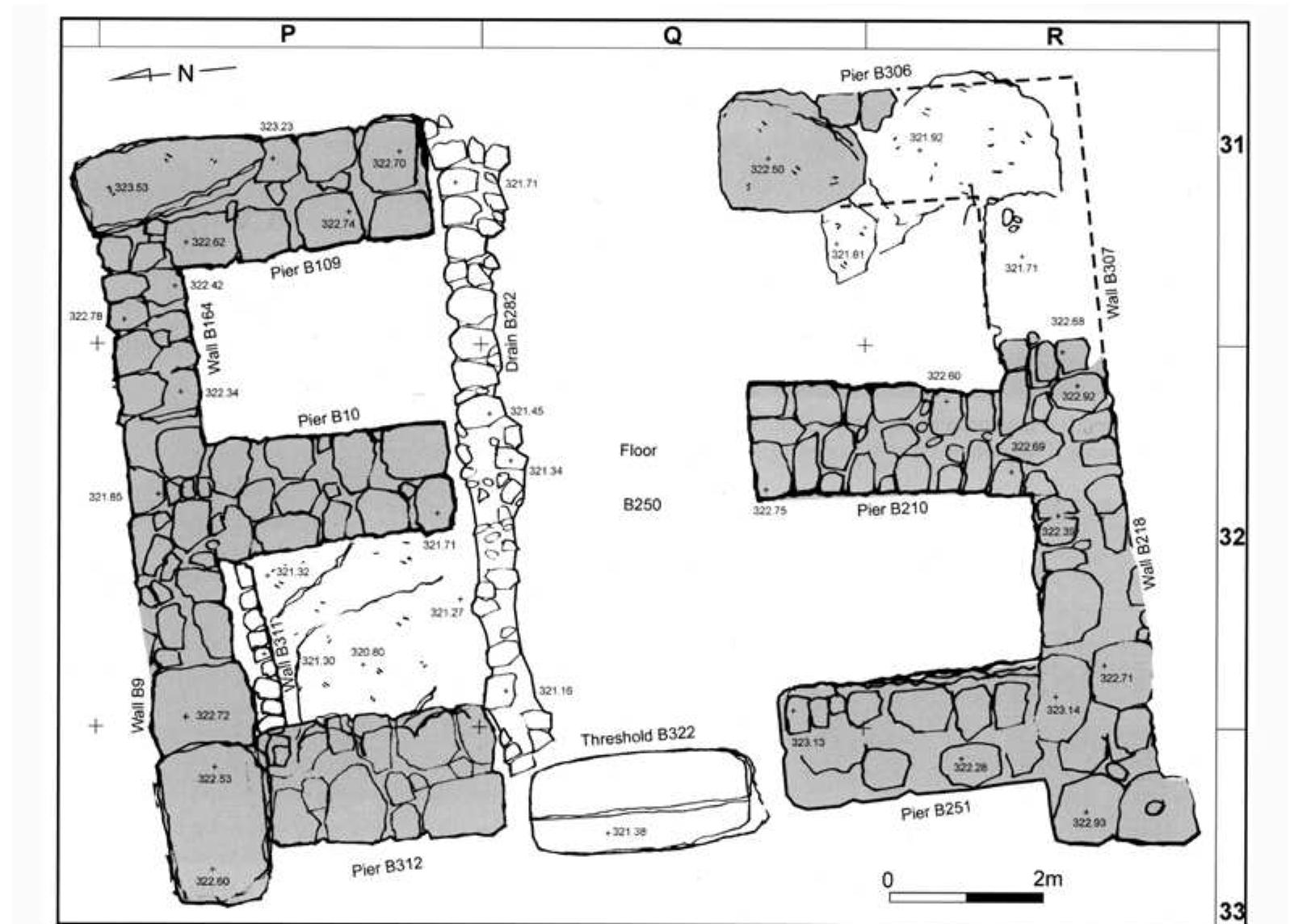 Fig. 2. The West Gate; the shaded areas mark the extant walls of the gatehouse (reproduced from Qeivafa 2: fig. 6.31) 