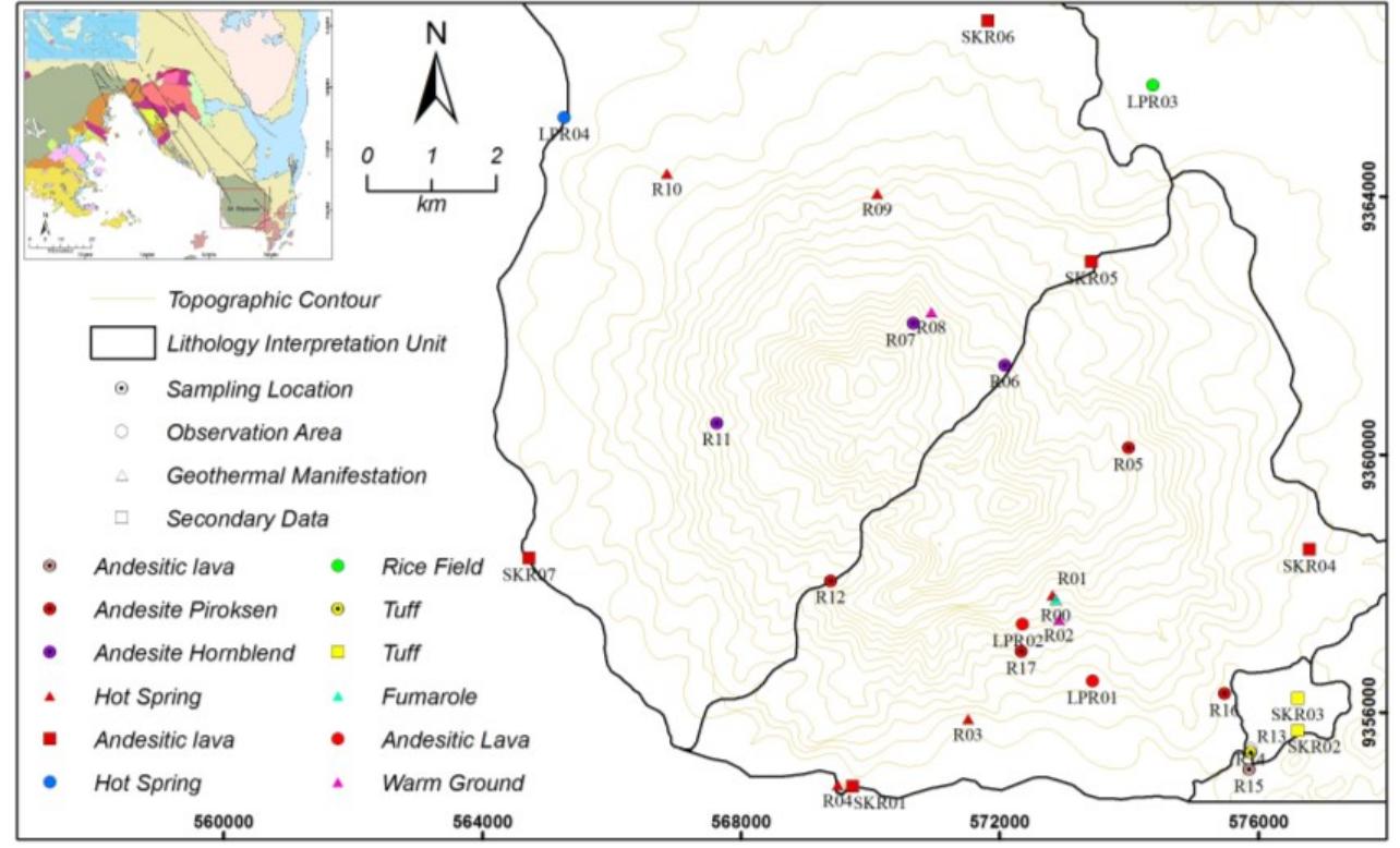 Regional geological map of rajabasa shows the rock