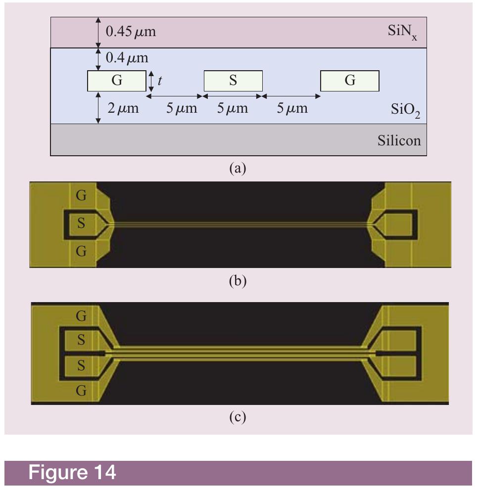 Coplanar waveguide (cpw) showing (a) cross section where