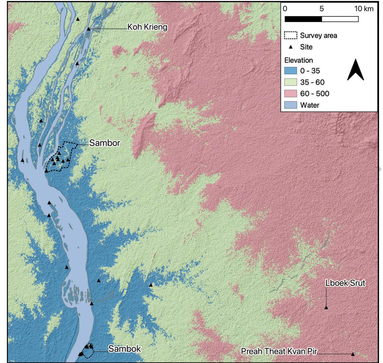 Locations of pre-angkorian sites (n = 29) in sambor region