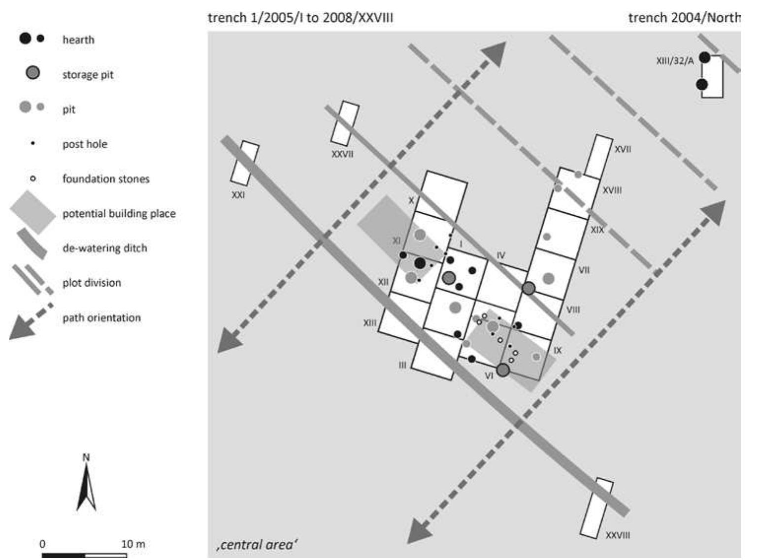 appear to have been erected.  Se ee ee A a a ee ee So ee ee ee  purpose — remains unclear. Probably they were used Post-holes were hard to detect, and the main reas ishing bioturbation. Even in layers up to 1 m dept that archaeological features with a diameter smaller identified. Therefore, some post-holes could have tion. Fortunately those posts which were wedged  to dispose waste.  on for this situation is the aston: h there are so many mole hole: than 30 to 40 cm could not b« been missed during the excava with stones could be identifiec  archaeologically, yet their number and locations make it impossible to reconstruct th«  ground-plan of any house. The same is true for simi settings for house constructions at ground-level. In appear to have been erected.  ar features, which include ston general, different building type 