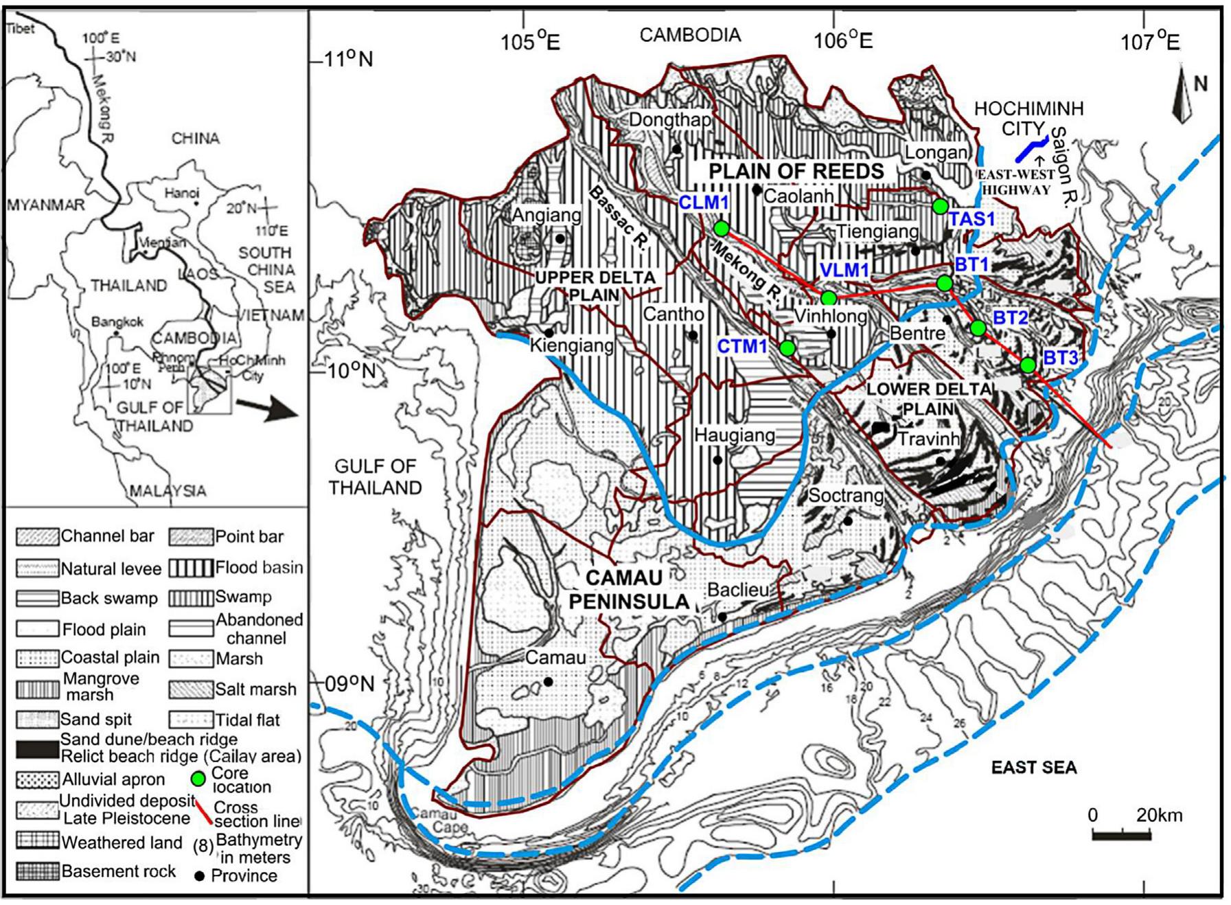 Map of the sedimentary environments of the mrd (ta et al.,