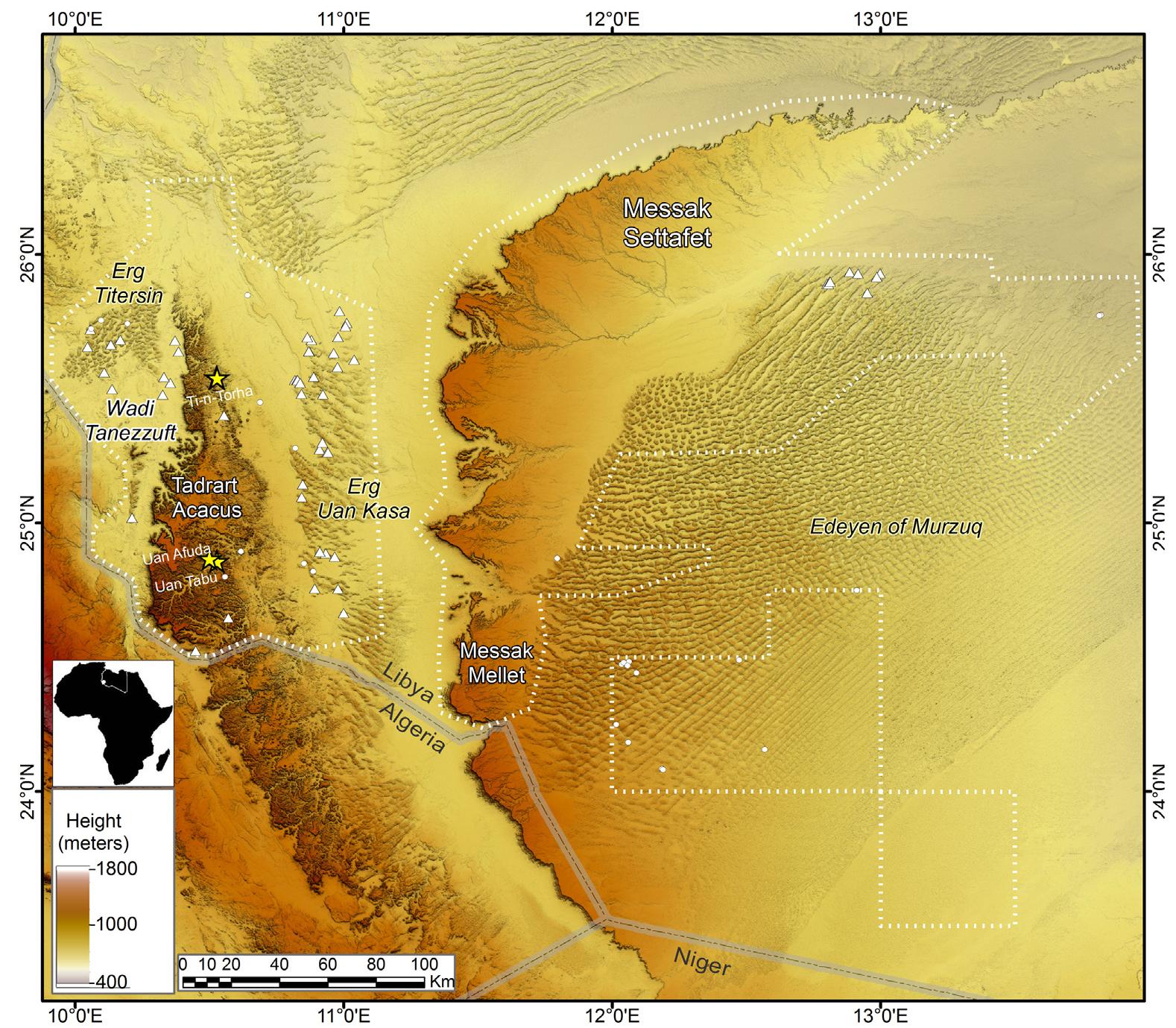 Map of the study area with localization of the sites