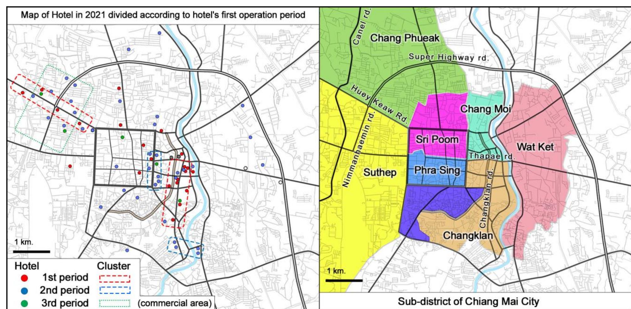 Darch Map The current map of hotels and their cluster (left) and the