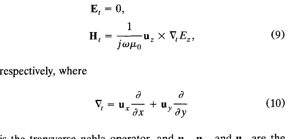 The transverse components of the electric and magnetic ields are 