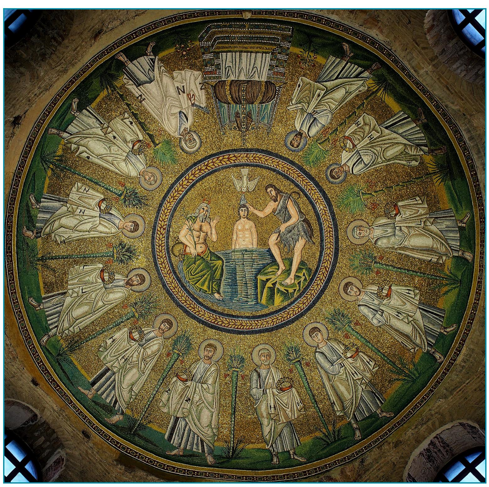 Figure 3: Mosaic within the Arian Baptistery (late fifth—sixth century), converted into a diakonia after the Byzantine reconquest. | Photo: Petar Milosevic 