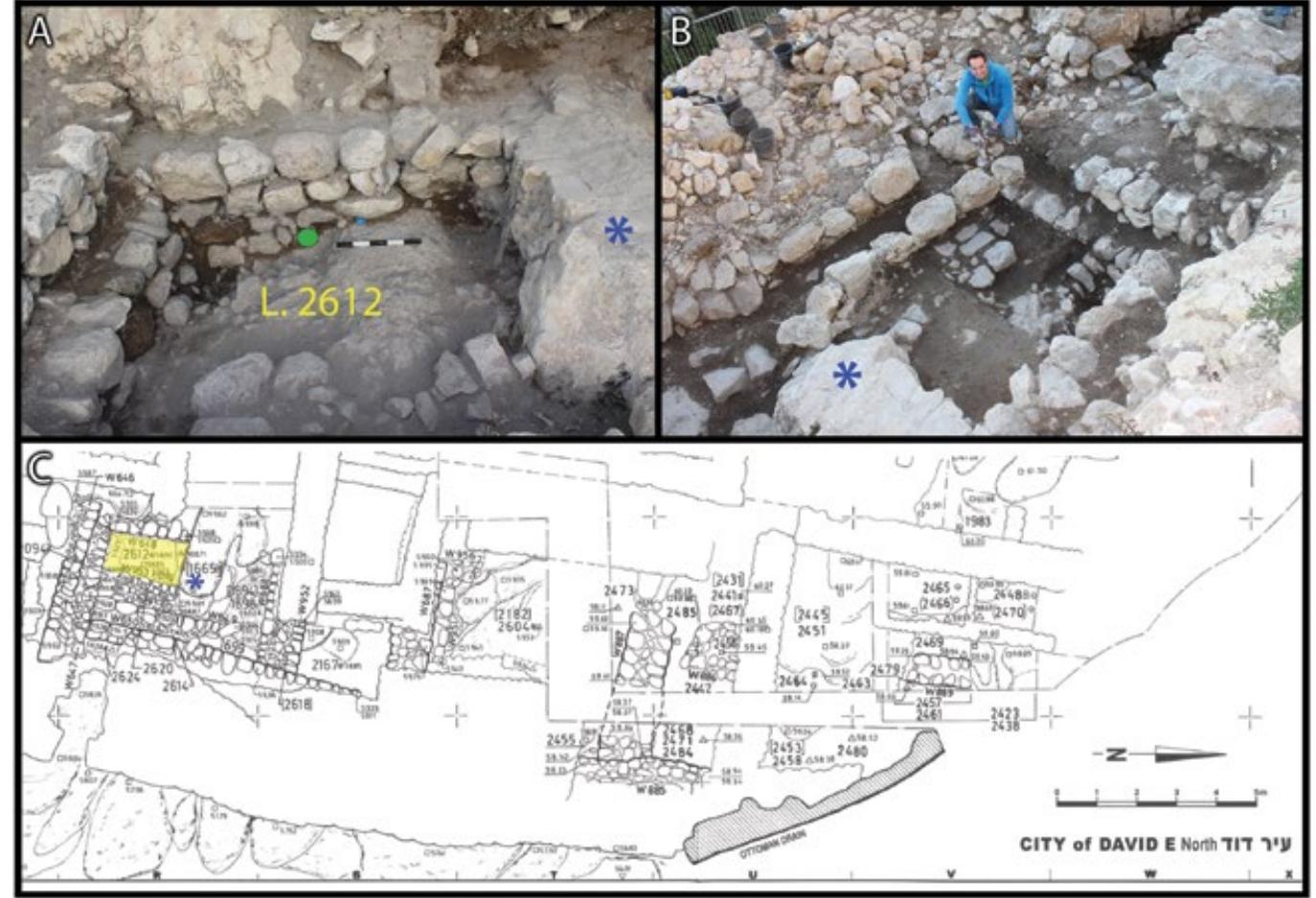 Area e, “c sample locations; a) w648 in l2612; the red