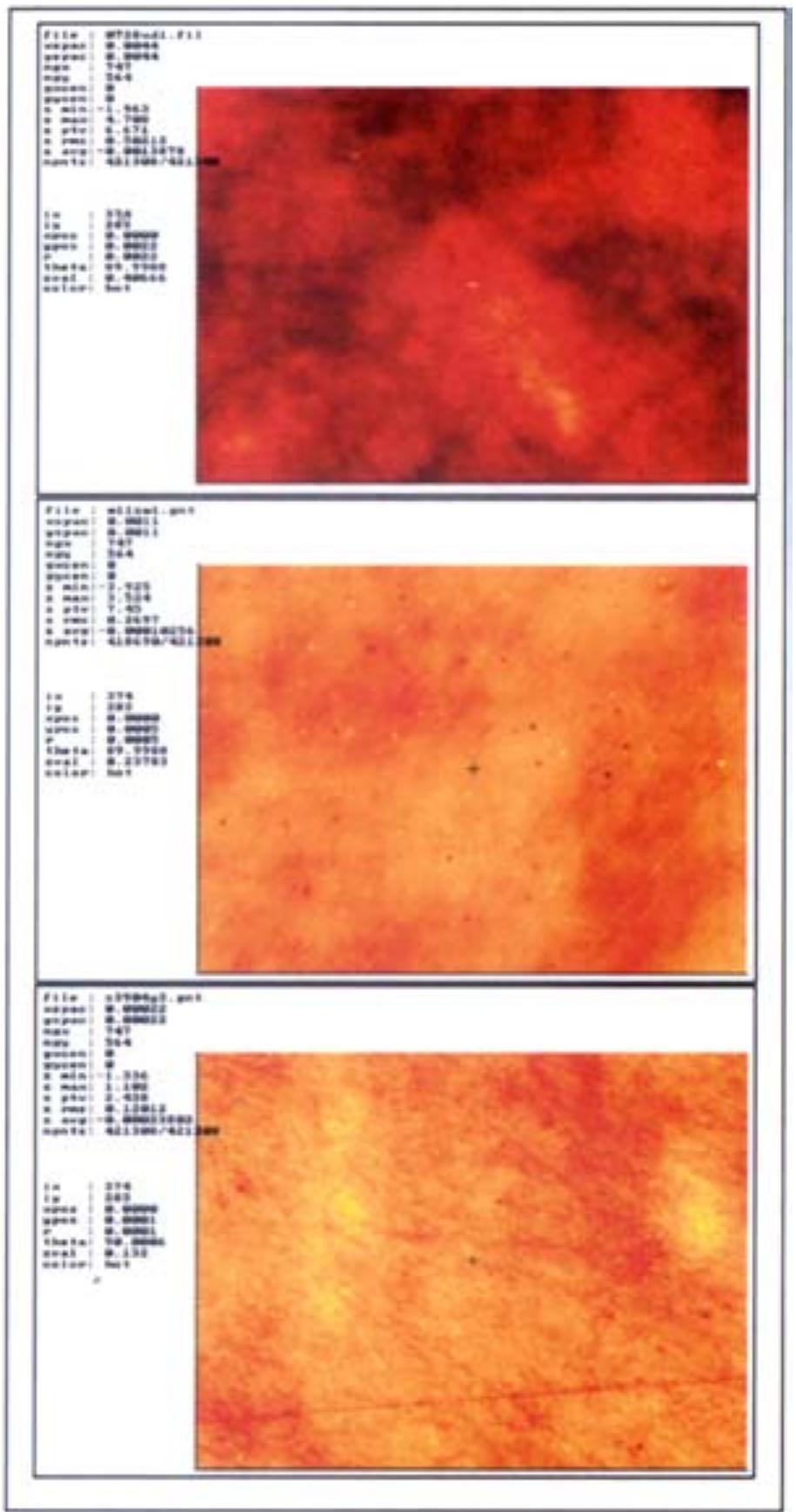 Three different pmm 2d surface maps of same ltem substrate: