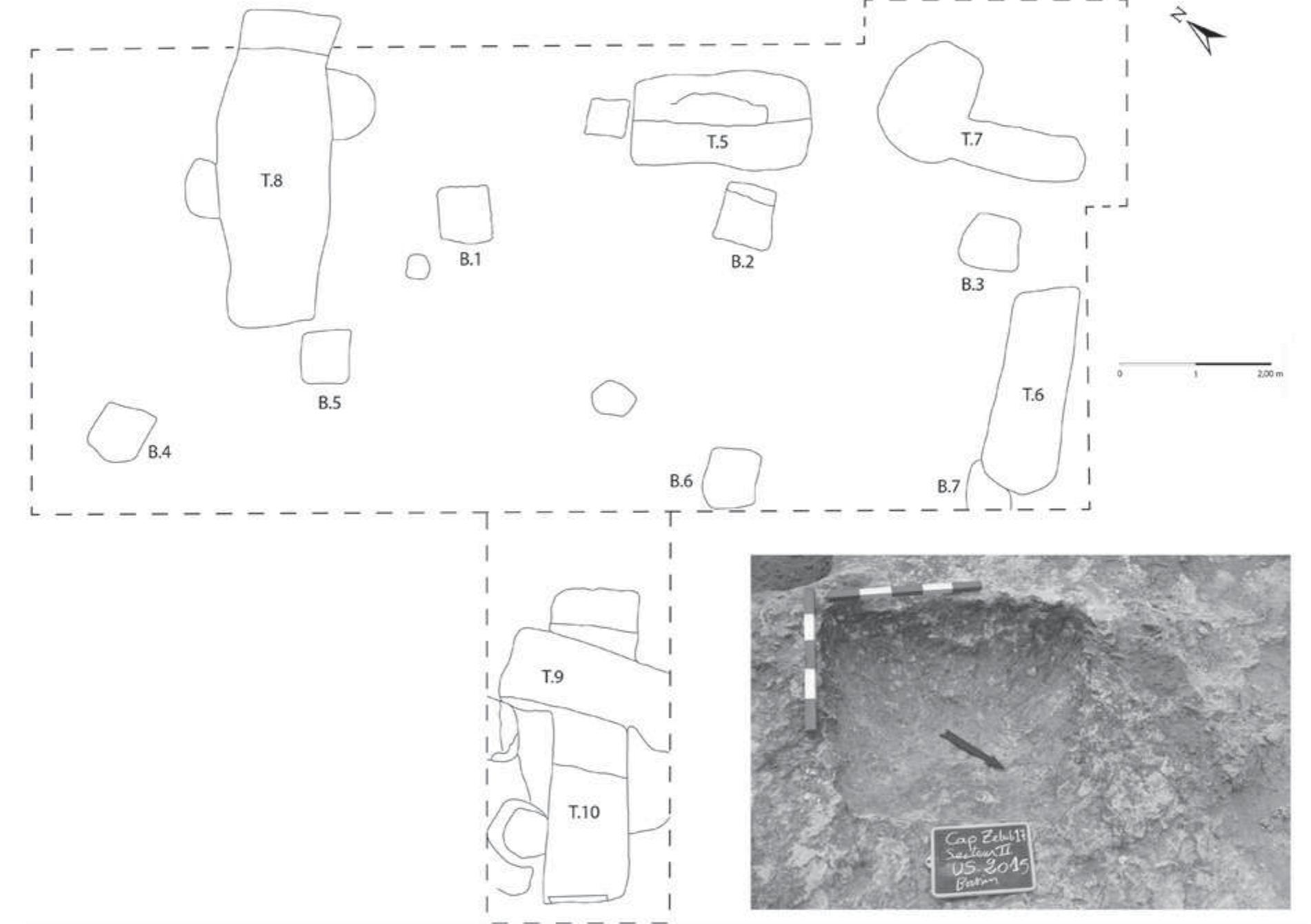 Zebib Razines Fic. 13. cap zebib. plan of graves and basins (by the