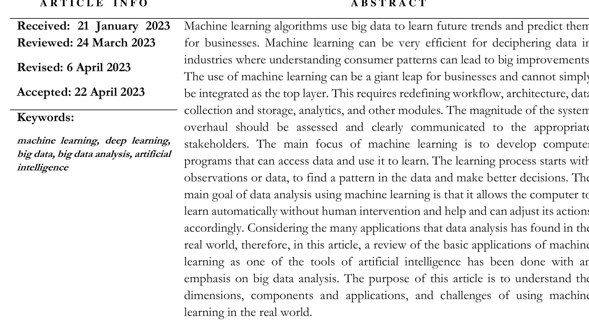 (PDF) Machine learning with big data to solve real-world problems