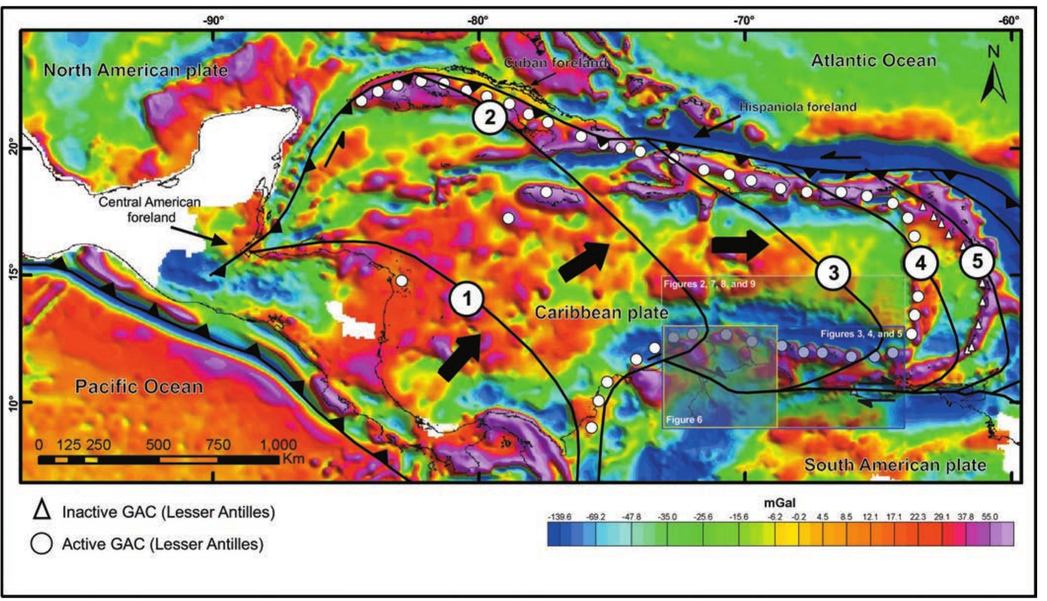 Topographic map showing the location of four profiles used