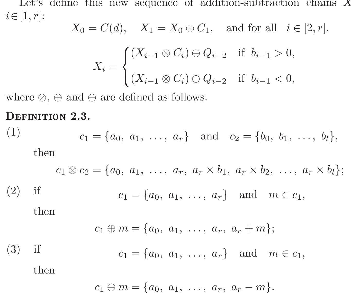 Subraction Chain (PDF) On the Construction of Short Addition-Subtraction Chains and ...