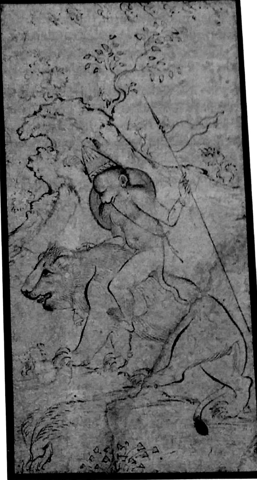 Resim 10: Arslana Binen Maymun, Mu’in Musavvir, 1672 tarihli, 13.5 x 7.0 cm, Freer Gallery of Art, Smithsonian Institution, Washington, D.C., No. 66.13 