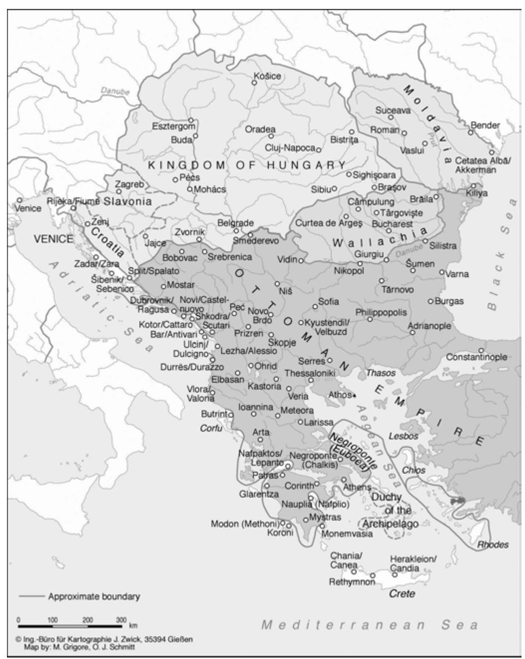 I NN ED EINE ENE  As mentioned above, this jurisdiction extended to Moscow and thus far beyond the political borders of the Byzantine and, later, the Ottoman Empire. It provided favourable conditions for the rise of a transregional cultural area of the Orthodox traditions, held together in particular by ecclesiastical monastic networks circulating ideas (hesychastic spirituality), norms (canon law, synods), goods (books, icons) and practices (liturgies. artistic styles, calligraphy schools). However, this would not have been imaginable without the infrastructure ensured by the Ottoman rule. We speak, therefore, of whole 