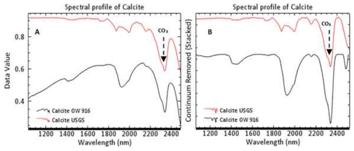 Spectral profile of (a) normal reflectance (b) continuum