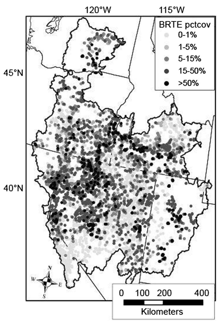 Fig. 1 Study area map including cheatgrass (B. tectorum) percent cover data used to train the classification 