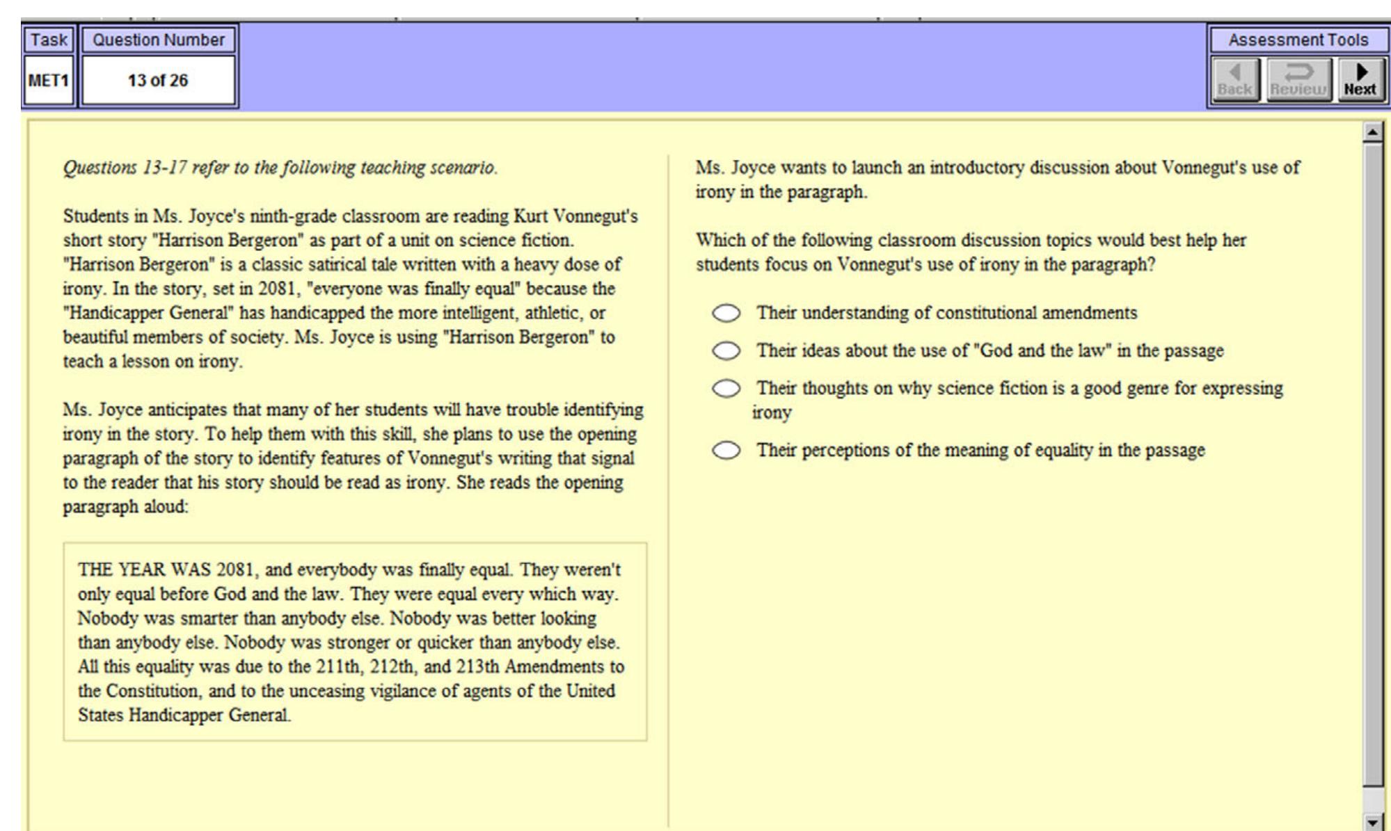 D15 question #15. adapted from welcome to the monkey house