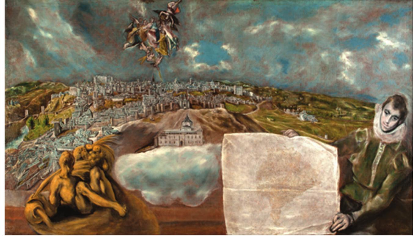 Figure 1. Domenikos Theotokopoulos (El Greco), View and Plan of Toledo (1608). Oil on canvas, Museum of El Greco, Toledo. 