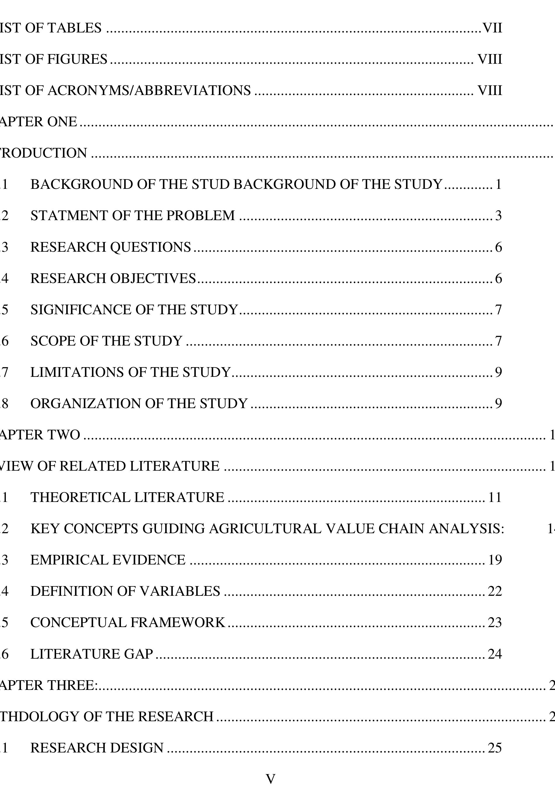 Table 1 - Analysis Of Determinants Of Coffee Value Chain