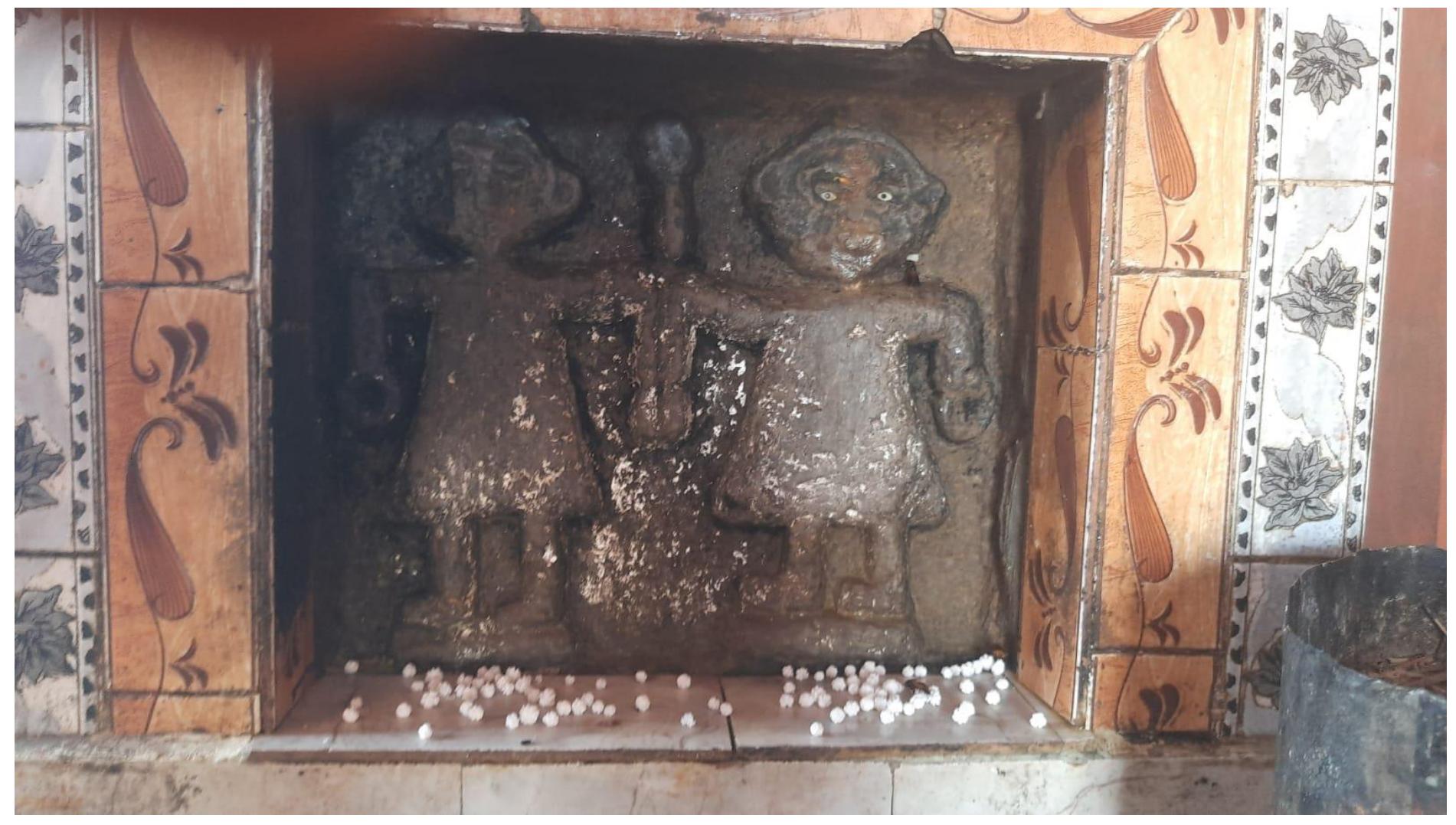 Fig. 6. Vasudeva-Krsna and Balarama as two Vira figures in stone at Pafica Vira shrine, Pasopa, District Bharatpur. 