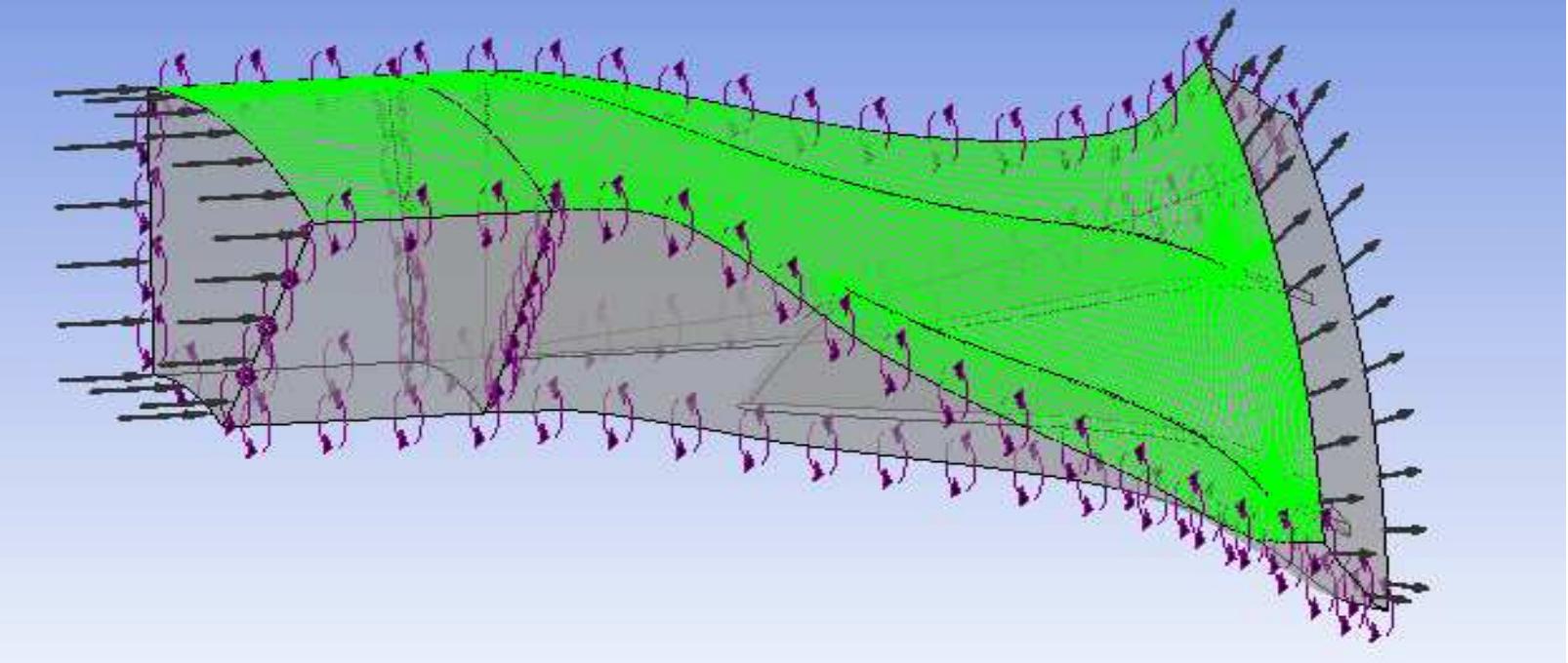 Figure 4: Boundary condition (D2: CFX-CFX-Pre)  ANSYS -CFx provides the two models for turbulence namely: k-w Shear stress model and k-e model. Wilcox initially proposed the k-® model in 1988 (Wilcox, 1988). Menter had modified further changedto k-@ Shear stress model (Menter, 1994). k-e model was proposed by Launder and Spalding in 1972means older than k-w. This model is suitable for fully turbulent non-separated flows. It does not calculate very accurate flow field that exhibit adverse pressure gradient and strong curvature. Problem related to external body can be simulated more accurately with k-e model. k-@ shear stress model(SST) is recommended for accurate simulation in near wall treatment and internal flow like turbomachinery (Pecnik et al., 2012). SST model is chosen for the steady state flow simulation in centrifugal compressor. The Total pressure and temperature are defined at inlet with mass flow rate at outlet as boundarycondition shown in figure below