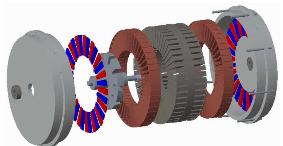 Model of disc bldc motor with dual external rotor and