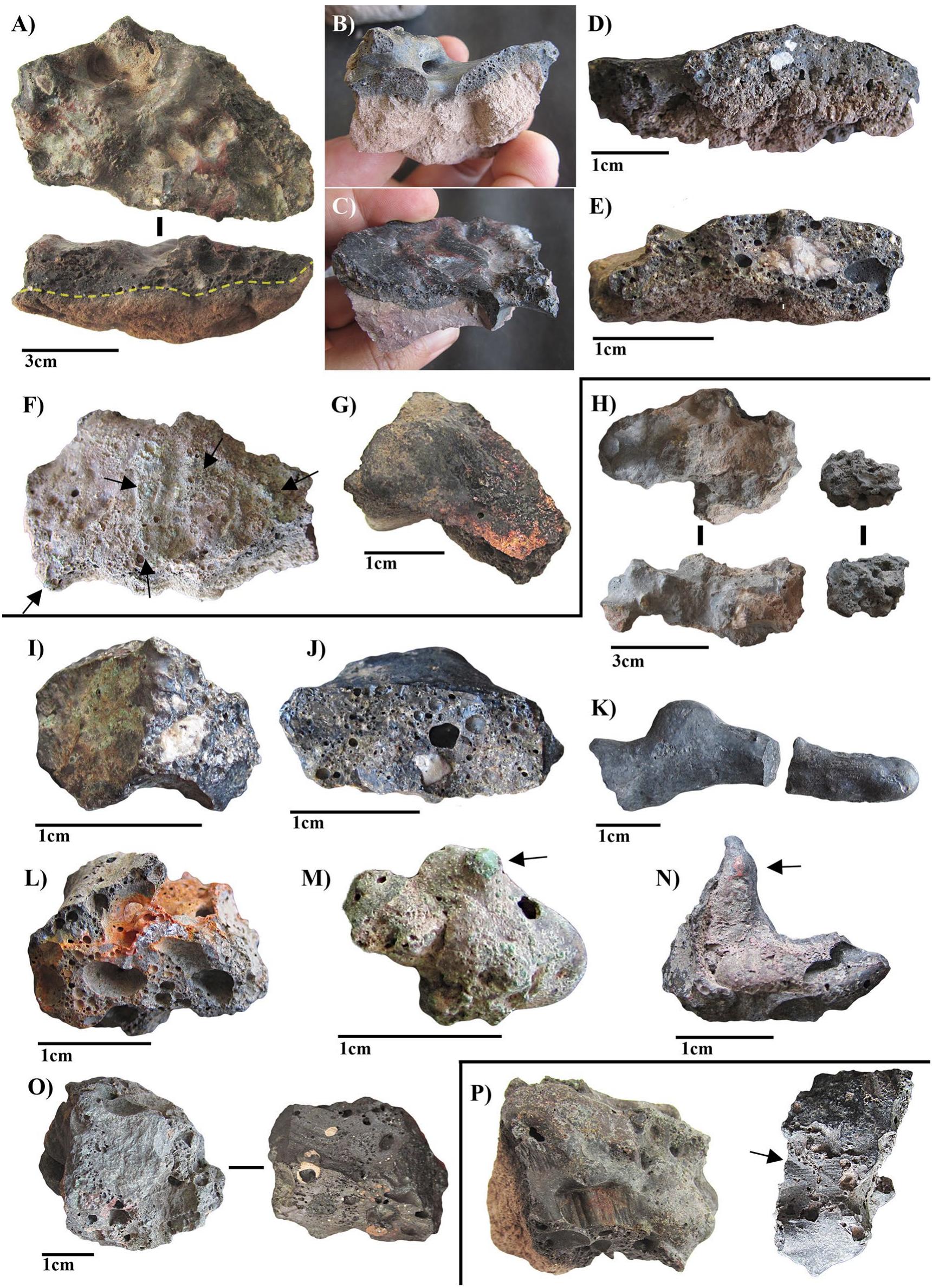 Slagg Rocks Slags from vina del cerro. a-g examples of platy slag