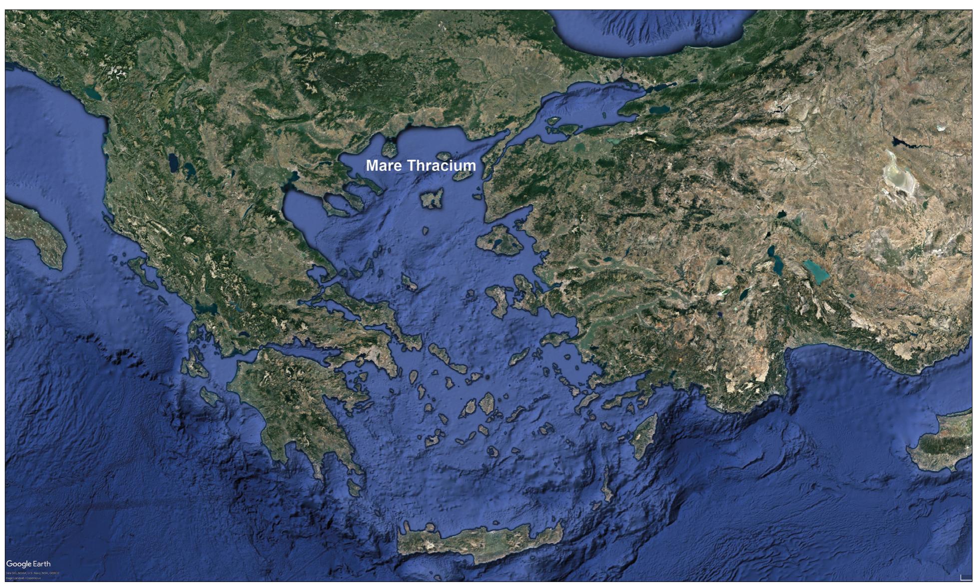 Fig. 1 Location of the Mare Thracium in the Aegean Sea. — (Satellite picture Google Earth). 