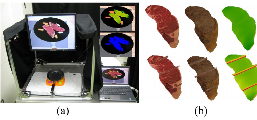 Interactive Simu Lab (a): prototype system of the interactive cooking simu- lator