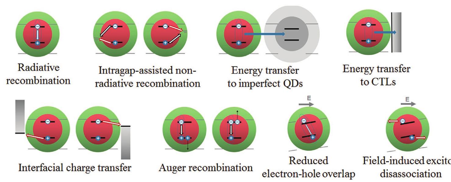 Schematic representation of possible exciton decay processes