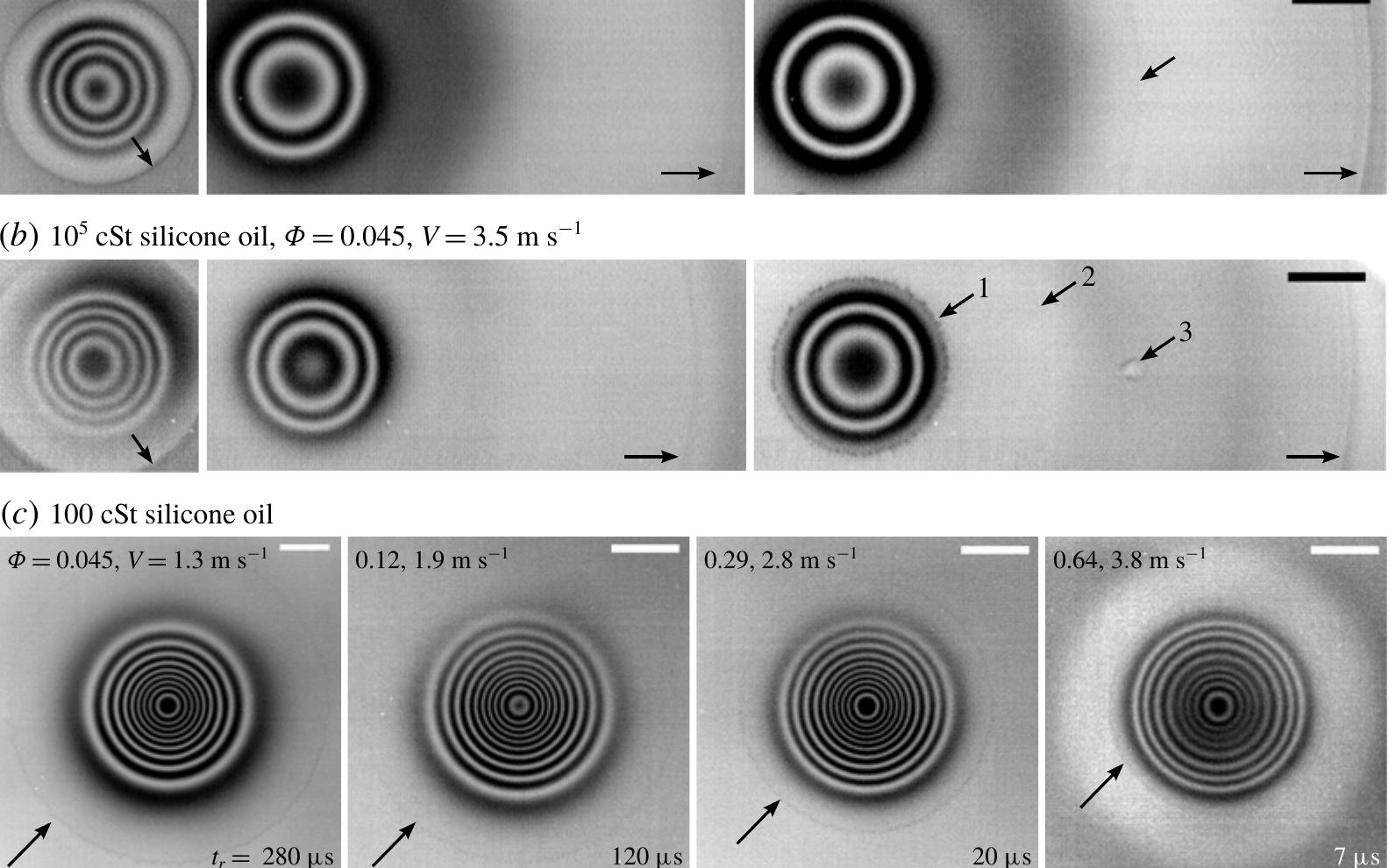 Comparison of bottom-view images for impacts of 10° cst