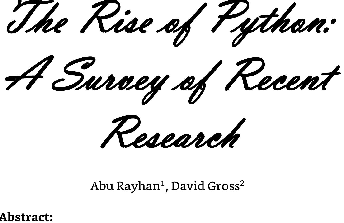 (PDF) The Rise of Python: A Survey of Recent Research